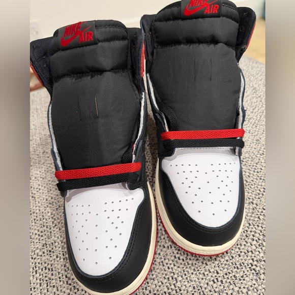 Air Jordan 1 High 'Black Toe Reimagined' Red Sneakers, Size 7Y - Picture 3 of 9